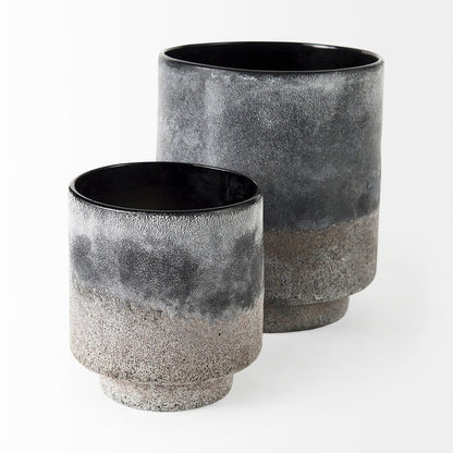 Squally 6.0L x 6.0W x 6.4H Black/Brown Glass Ombre Textured Small Vase