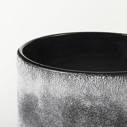 Squally 6.0L x 6.0W x 6.4H Black/Brown Glass Ombre Textured Small Vase