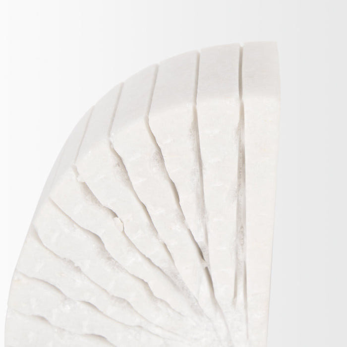 Stept White Marble Bookends w/rough carving (set of 2)
