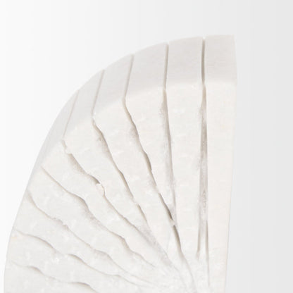 Stept White Marble Bookends w/rough carving (set of 2)