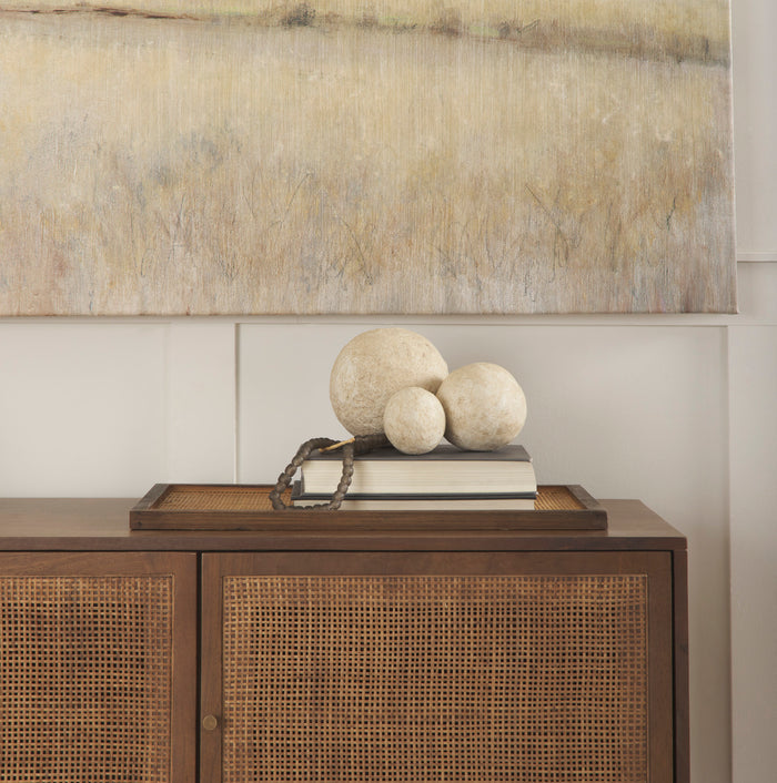Sunita Set of 3 Beige Paper Mache Orbs