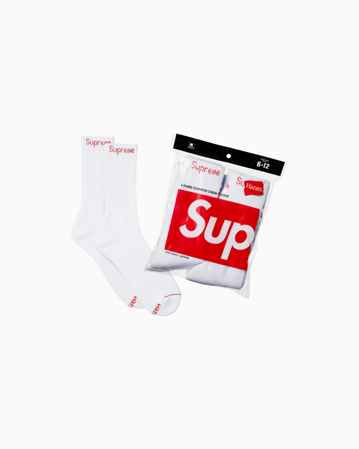 Supreme Hanes Crew Socks White ( 4 pack )