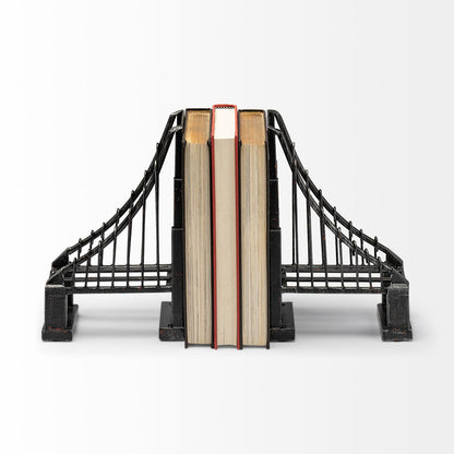 Suspension Set of 2 19L x 4W Brown Wrought Iron Suspension Bridge Bookends