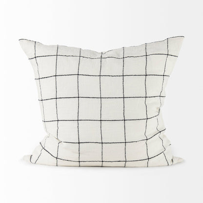 Suzanne 22 x 22 White/Black Square Pattern Decorative Pillow Cover