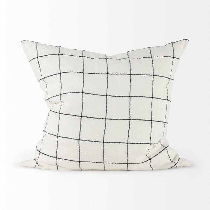 Suzanne 22 x 22 White/Black Square Pattern Decorative Pillow Cover