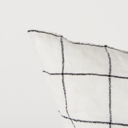 Suzanne 22 x 22 White/Black Square Pattern Decorative Pillow Cover