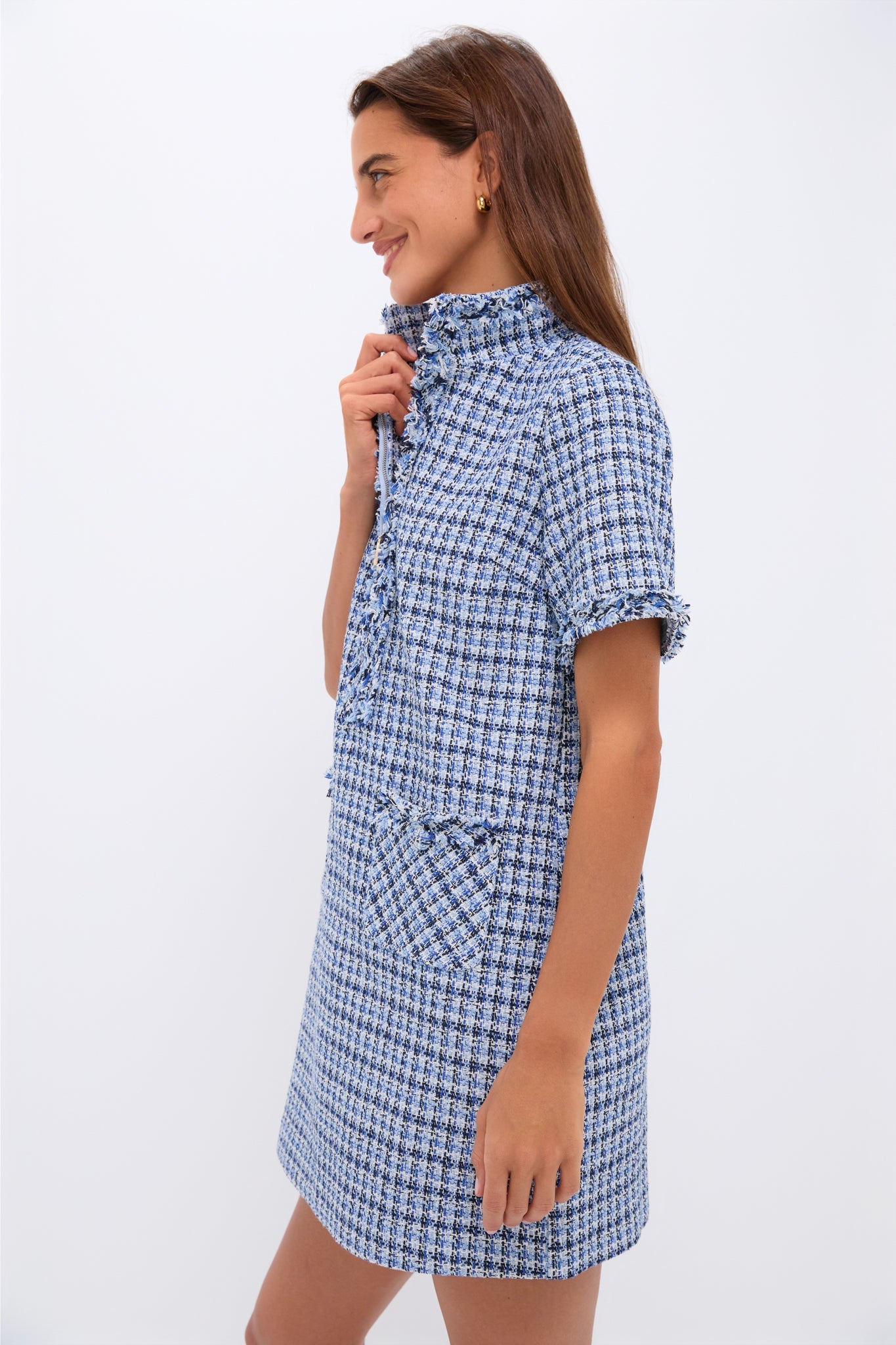 Blue Multi Tweed Ophelia Dress