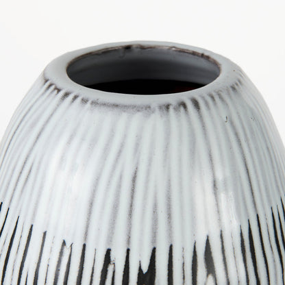 Tanami II Short Dark Brown/White Glazed Ceramic Vase