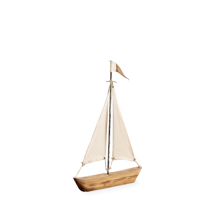 Tartane Small 17L x 2W Brown/Cream Nautical Inspired Sailboat