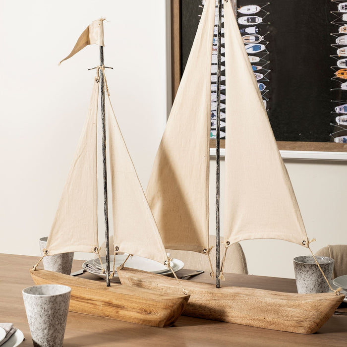 Tartane Small 17L x 2W Brown/Cream Nautical Inspired Sailboat