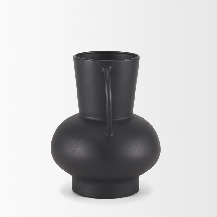 Tasya Small Matte Black Metal Vase