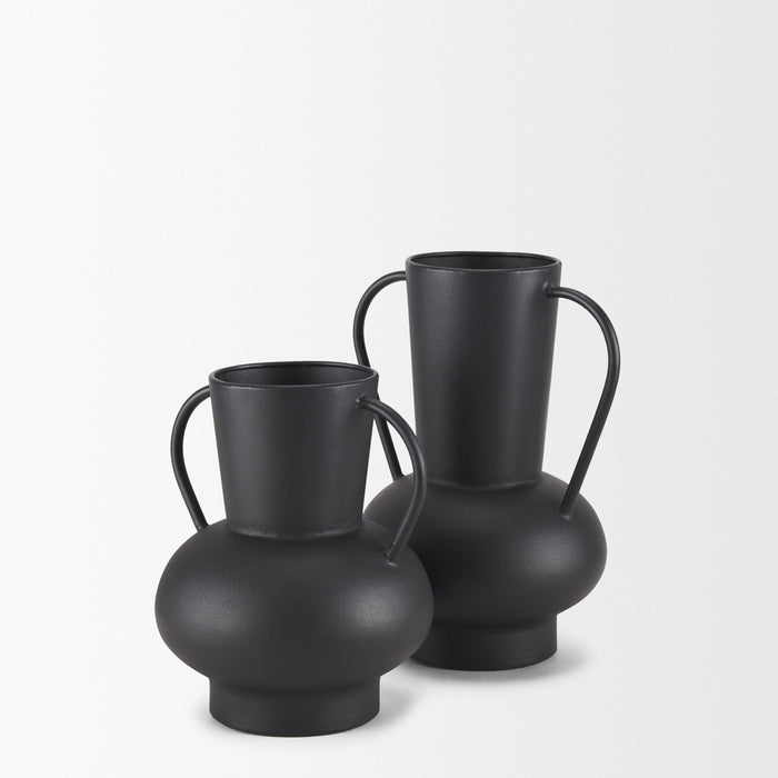 Tasya Small Matte Black Metal Vase