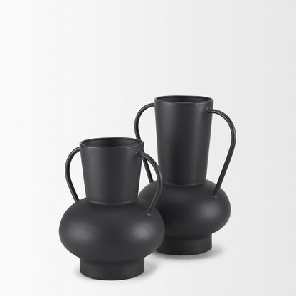 Tasya Small Matte Black Metal Vase
