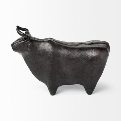 Taurus II 9L x 4W Black Cast Aluminum Bull Decorative Object