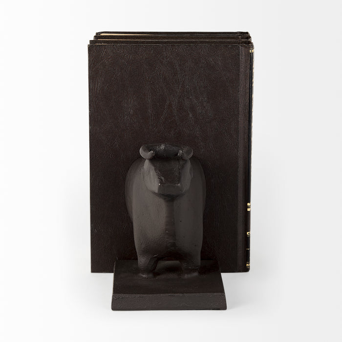 Taurus III (Set of 2) 9L x 4W Black Cast Aluminum Bull Bookends