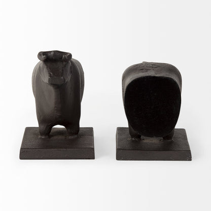 Taurus III (Set of 2) 9L x 4W Black Cast Aluminum Bull Bookends