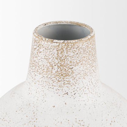 Tisha Small White W/ Terracotta Distressing Metal Vase