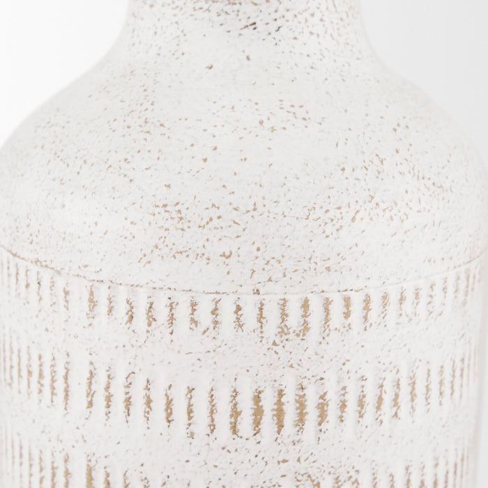 Tisha Small White W/ Terracotta Distressing Metal Vase