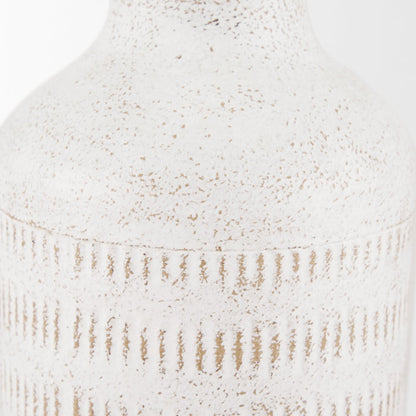 Tisha Small White W/ Terracotta Distressing Metal Vase