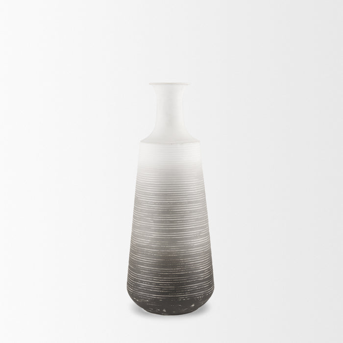 Toru Medium White w/ Grey Ombre Metal Vase