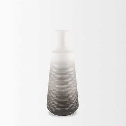 Toru Medium White w/ Grey Ombre Metal Vase