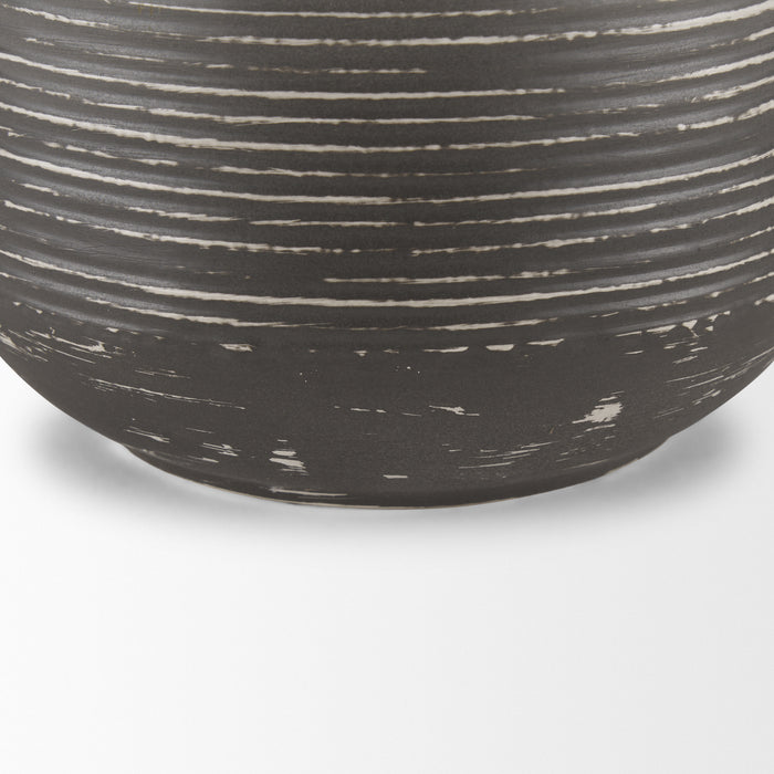 Toru Medium White w/ Grey Ombre Metal Vase
