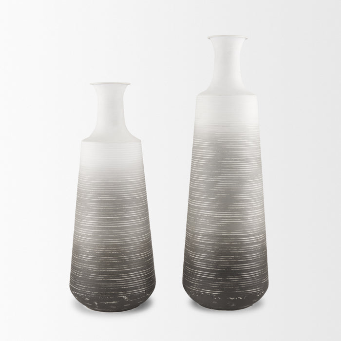 Toru Medium White w/ Grey Ombre Metal Vase