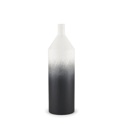 Townley Small White w/ Black Ombre Metal Vase