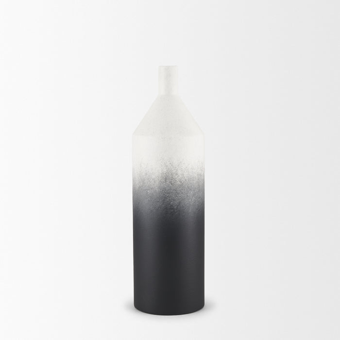 Townley Small White w/ Black Ombre Metal Vase