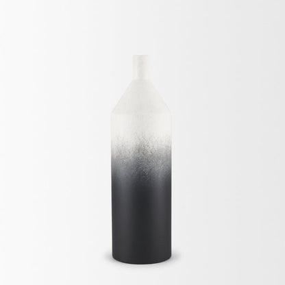 Townley Small White w/ Black Ombre Metal Vase