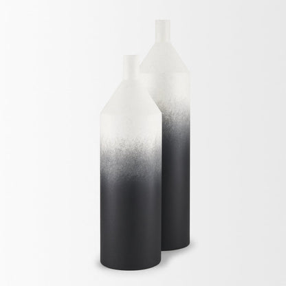 Townley Small White w/ Black Ombre Metal Vase