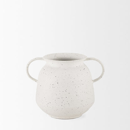 Treva Small White w/ Black Speckles Metal Vase