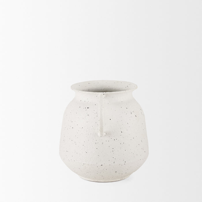 Treva Small White w/ Black Speckles Metal Vase