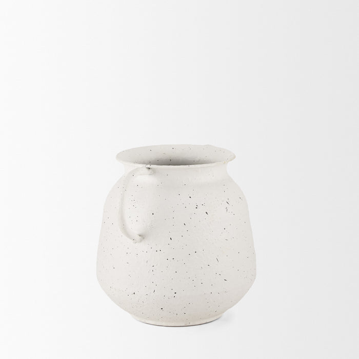 Treva Small White w/ Black Speckles Metal Vase