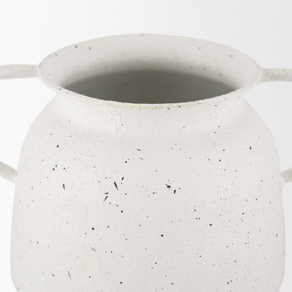 Treva Small White w/ Black Speckles Metal Vase