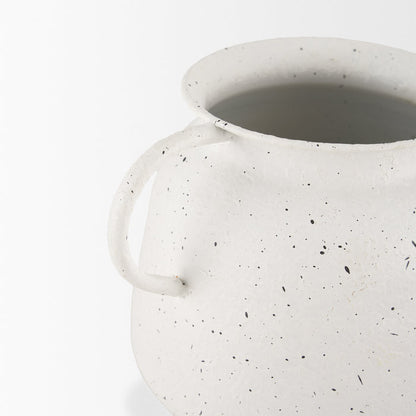 Treva Small White w/ Black Speckles Metal Vase