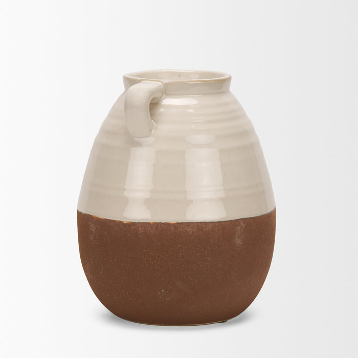 Tryna Small Beige w/ Matte Brown Ceramic Vase