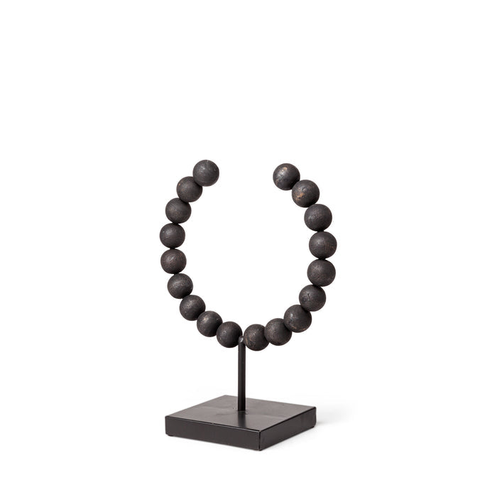 Tulane I (Small) 9L x 5W Black Beaded Broken Sphere Decorative Object