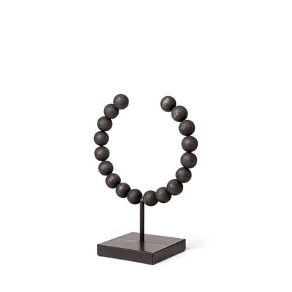Tulane I (Small) 9L x 5W Black Beaded Broken Sphere Decorative Object
