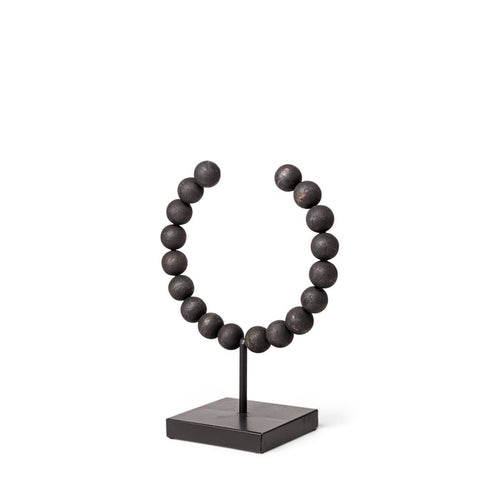 Tulane I (Small) 9L x 5W Black Beaded Broken Sphere Decorative Object