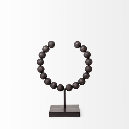 Tulane I (Small) 9L x 5W Black Beaded Broken Sphere Decorative Object