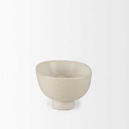 Tyren Cream Glazed Decorative Oblong Ceramic Bowl