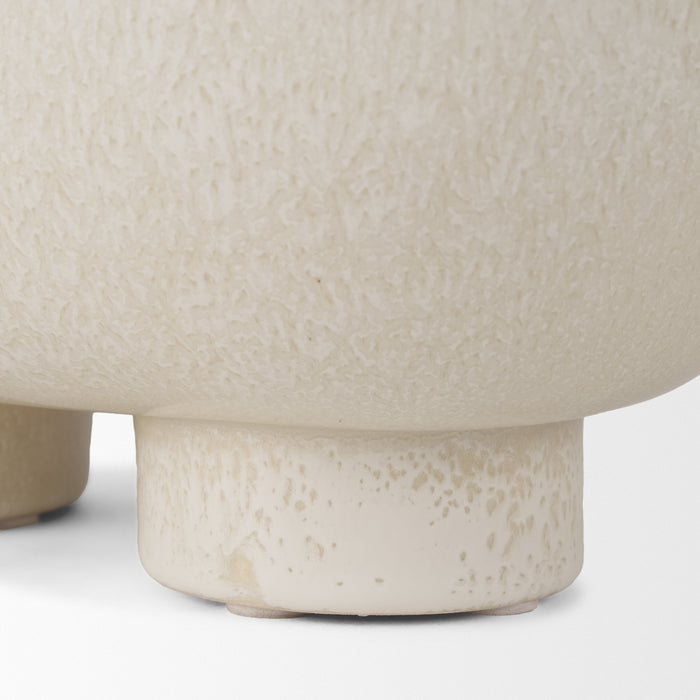 Tyren Cream Glazed Decorative Oblong Ceramic Bowl