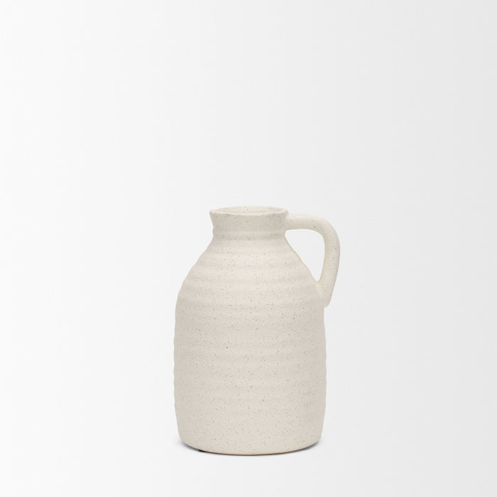 Tyrus Medium Textured Matte White w/ Speckling Ceramic Vase