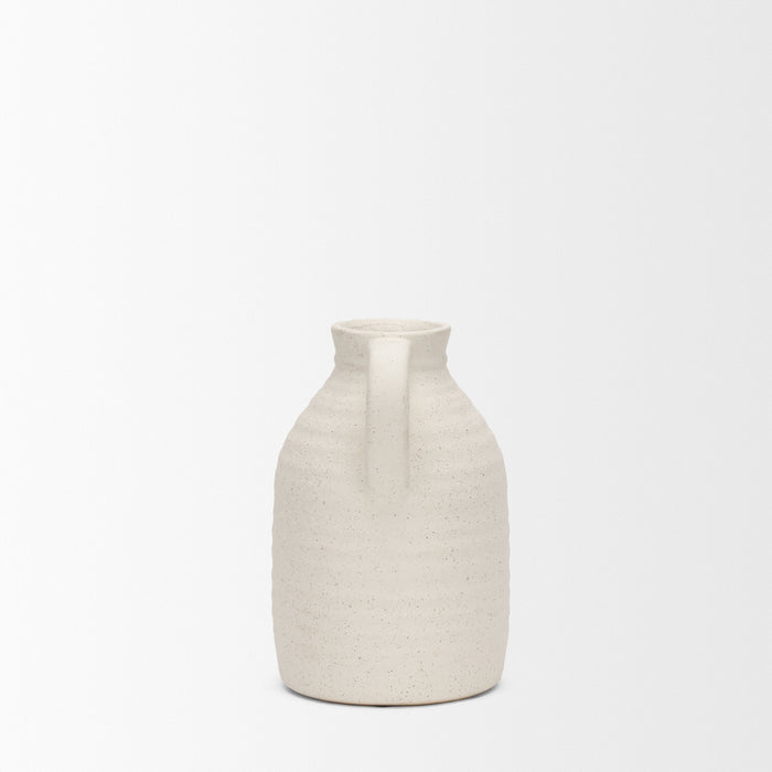 Tyrus Medium Textured Matte White w/ Speckling Ceramic Vase
