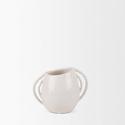 Urvi Short Off White Speckled Asymmetrical Ceramic Vase