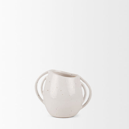 Urvi Short Off White Speckled Asymmetrical Ceramic Vase
