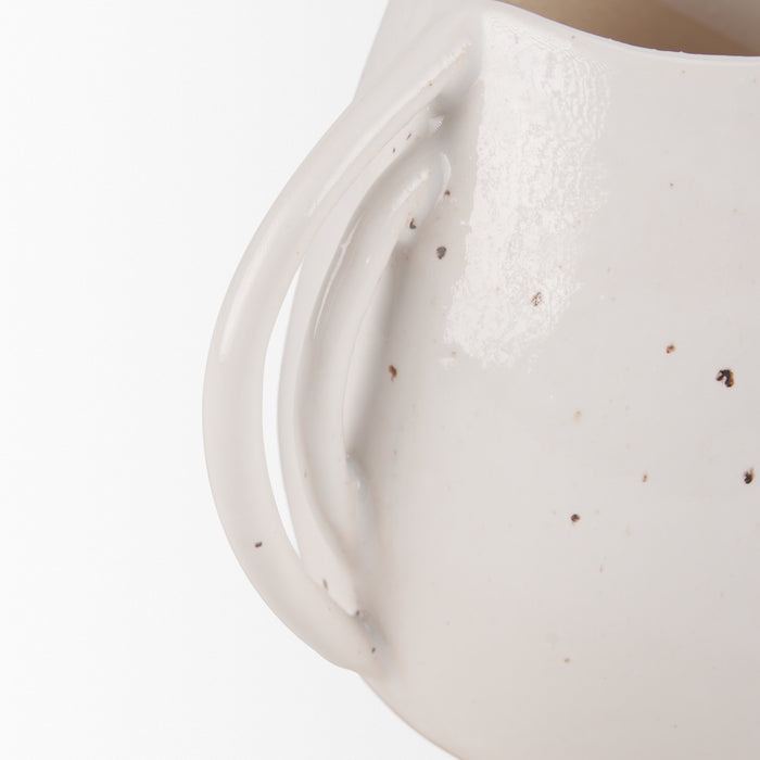 Urvi Short Off White Speckled Asymmetrical Ceramic Vase