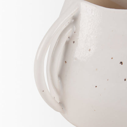 Urvi Short Off White Speckled Asymmetrical Ceramic Vase