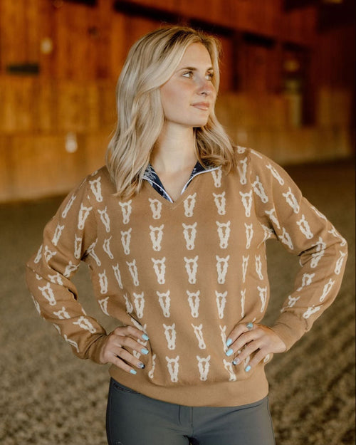 Varsity Sweater - Tan & Cream